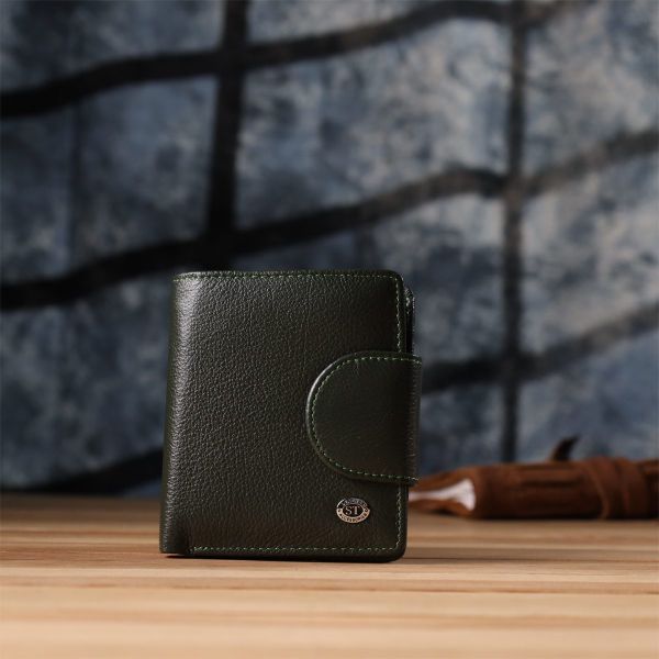 Вертикальный женский кошелек из натуральной кожи ST Leather 23070 Зеленый