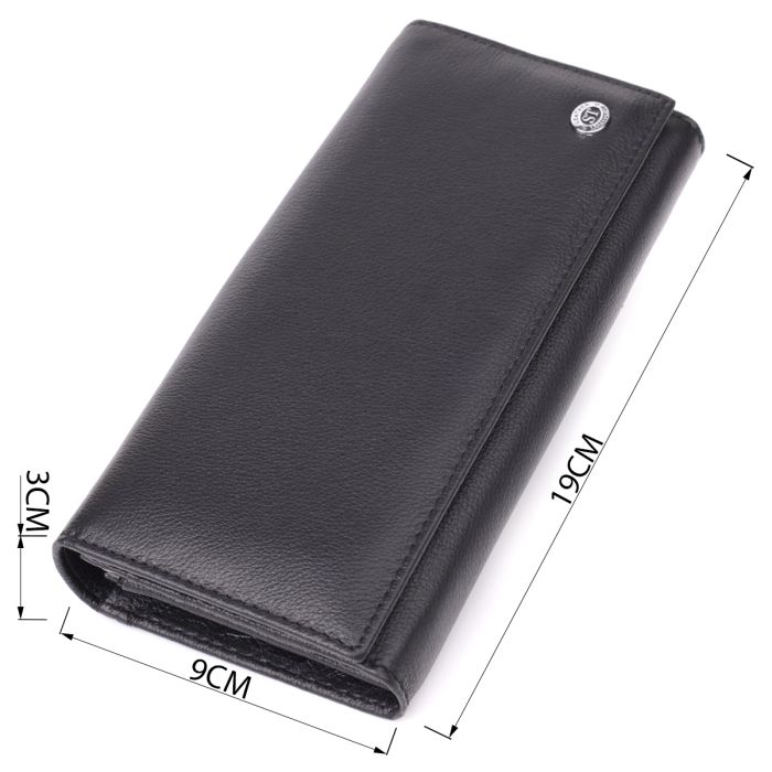 Солидный женский кошелек из натуральной кожи ST Leather 23088 Черный