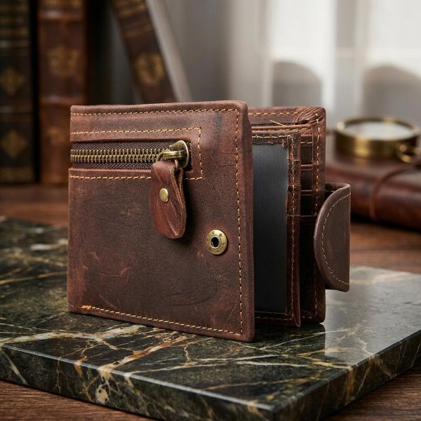 Тонке чоловіче портмоне матове 20239 Vintage Коричневе