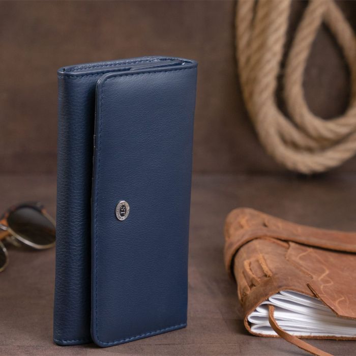 Кошелек кожаный в два сложения женский ST Leather 19291 Синий
