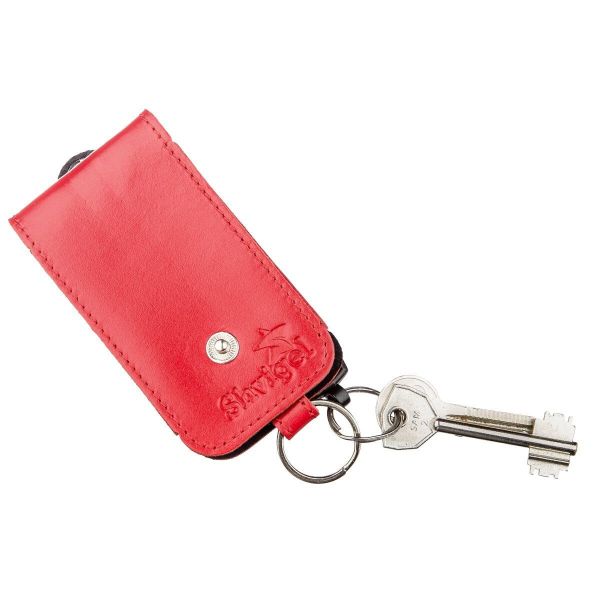 Компактная кожаная ключница с хлястиком SHVIGEL 13987 Красная
