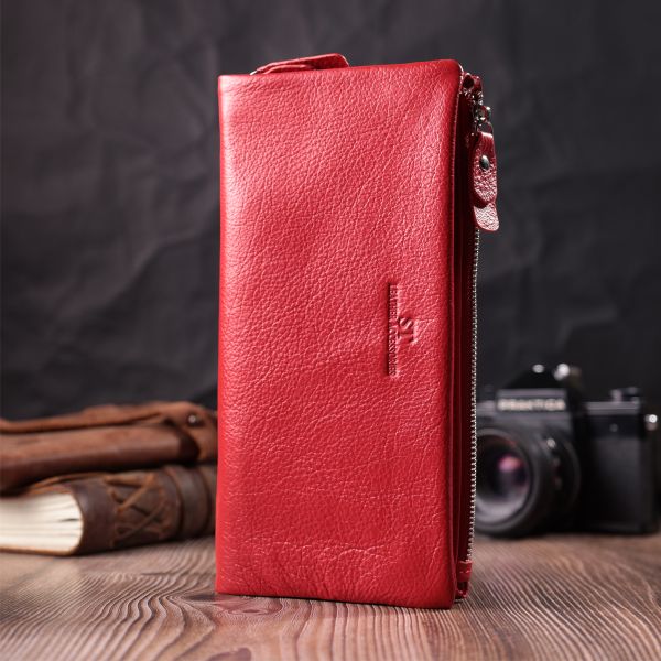 Кошелек-клатч для женщин с двумя молниями из натуральной кожи ST Leather 22526 Красный