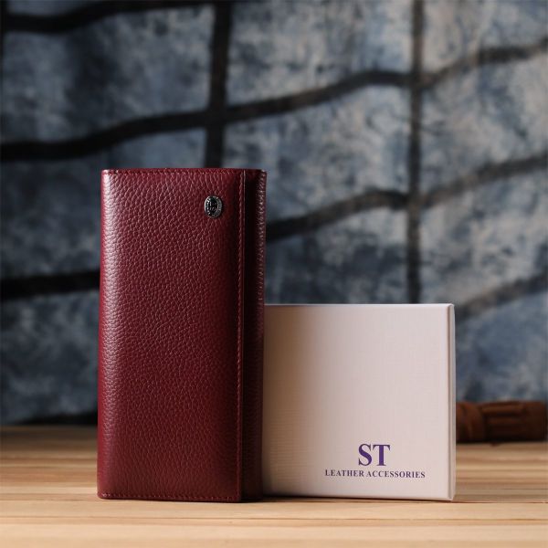 Практичный кошелек для женщин из натуральной кожи ST Leather 23098 Бордовый