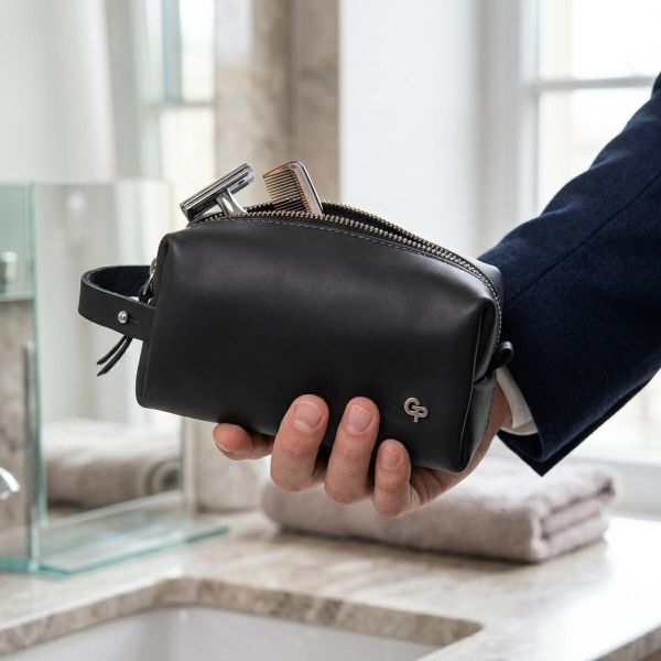 Кожаная косметичка для мужчин GRANDE PELLE 11507 Черный