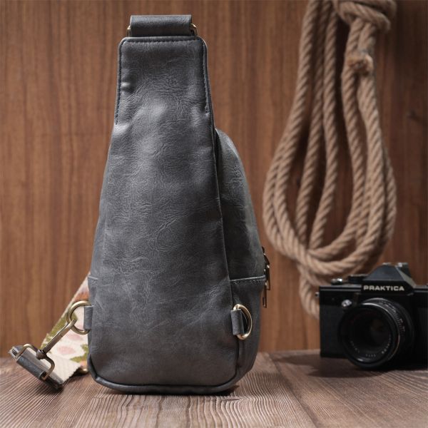 Модная сумка через плечо в модном цвете из экокожи Vintage 22792 Серый