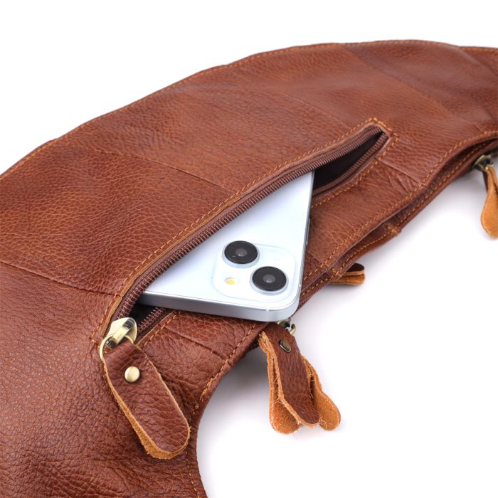 Мужская сумка с большим количеством карманов из натуральной кожи Vintage 22963 Коричневый