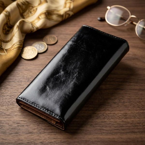 Кошелек женский из гладкой экокожи KIVI 19073 Черный