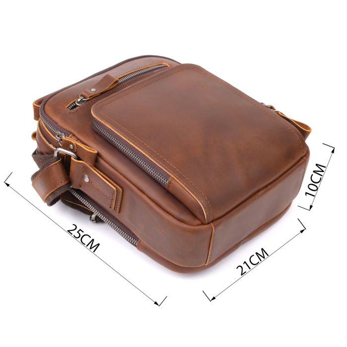 Мужская деловая сумка с ручкой для переноса в руке из натуральной кожи Vintage 23033 Коричневый