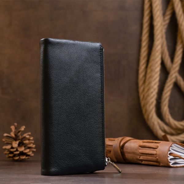 Вертикальный кошелек на кнопке женский ST Leather 19200 Черный