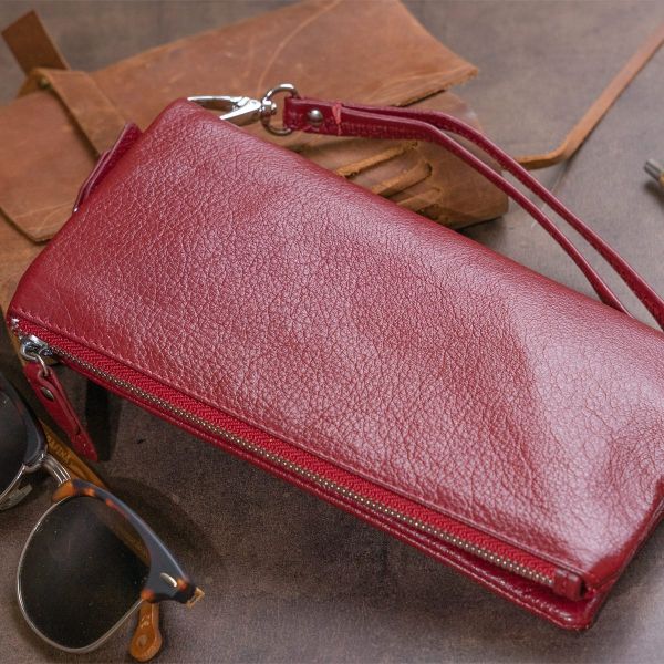 Кошелек-клатч из кожи с карманом для мобильного ST Leather 19311 Бордовый