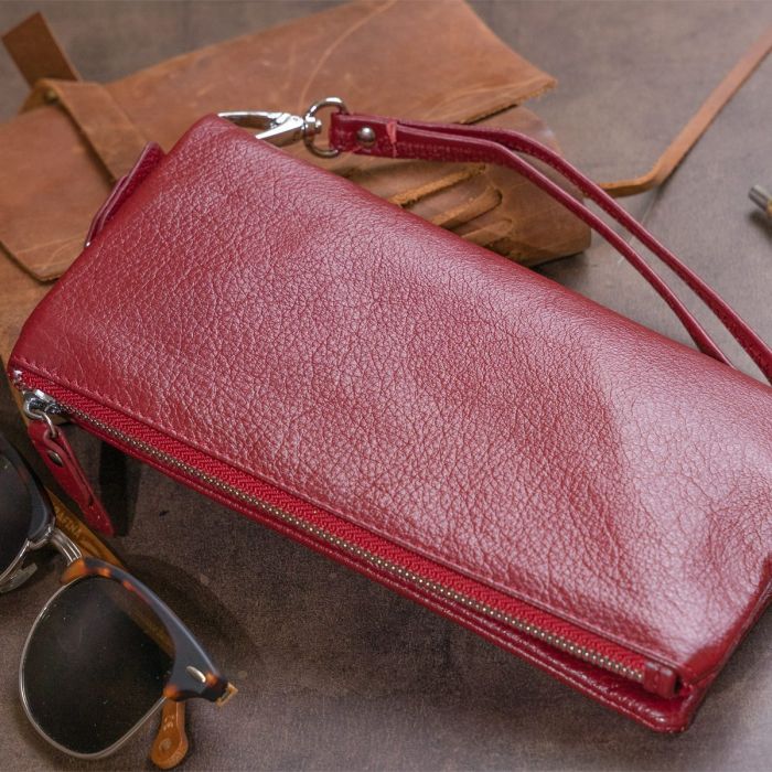 Кошелек-клатч из кожи с карманом для мобильного ST Leather 19311 Бордовый