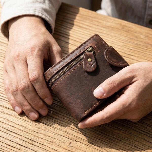 Тонке чоловіче портмоне матове 20239 Vintage Коричневе