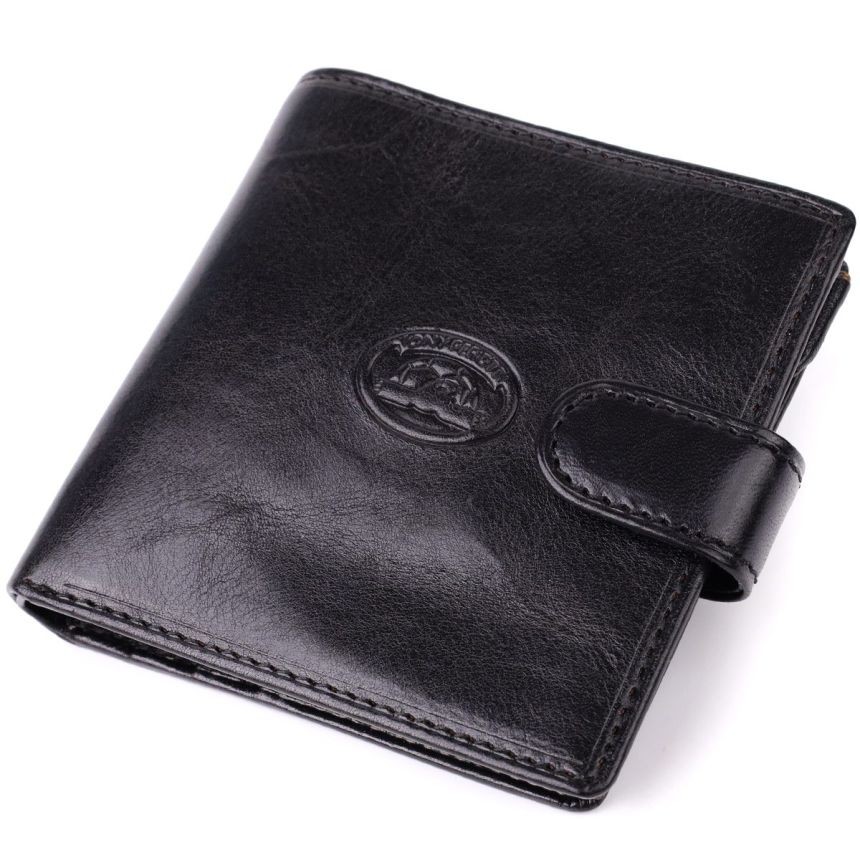 Стильный кошелек унисекс из глянцевой натуральной кожи Tony Perotti 20885_1 (1256 nero) Черный