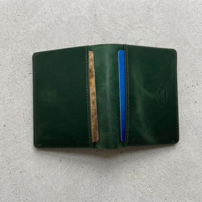 Компактна кредитниця з гладкої натуральної шкіри Tony Perotti 20908_1 (1034n deep green) Зелений