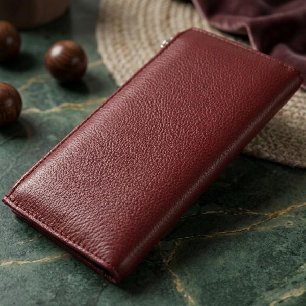 Стильный кожаный кошелек для женщин ST Leather 19380 Темно-красный