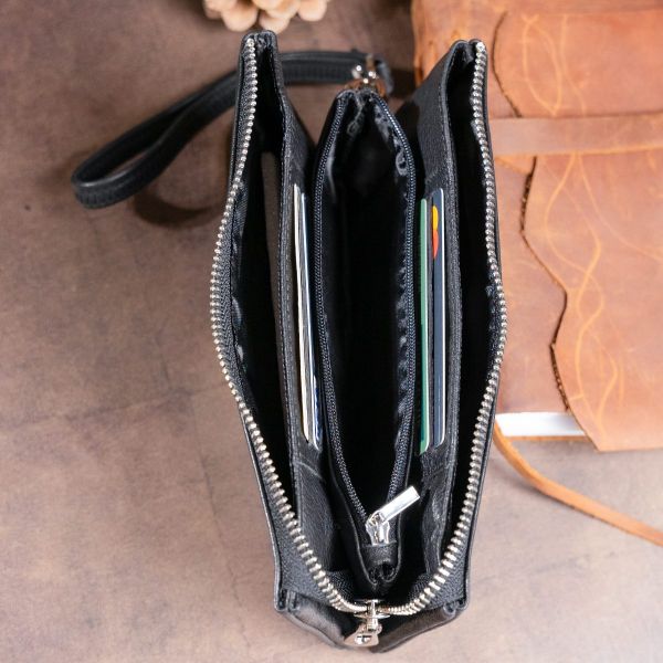 Вместительный клатч на два отделения женский ST Leather 19246 Черный