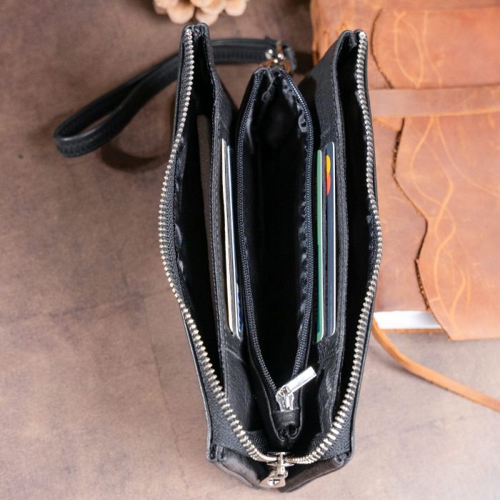 Вместительный клатч на два отделения женский ST Leather 19246 Черный