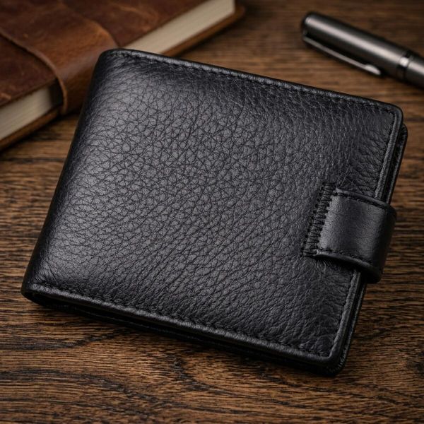 Небольшой вместительный кошелек из натуральной кожи ST Leather 22456 Черный