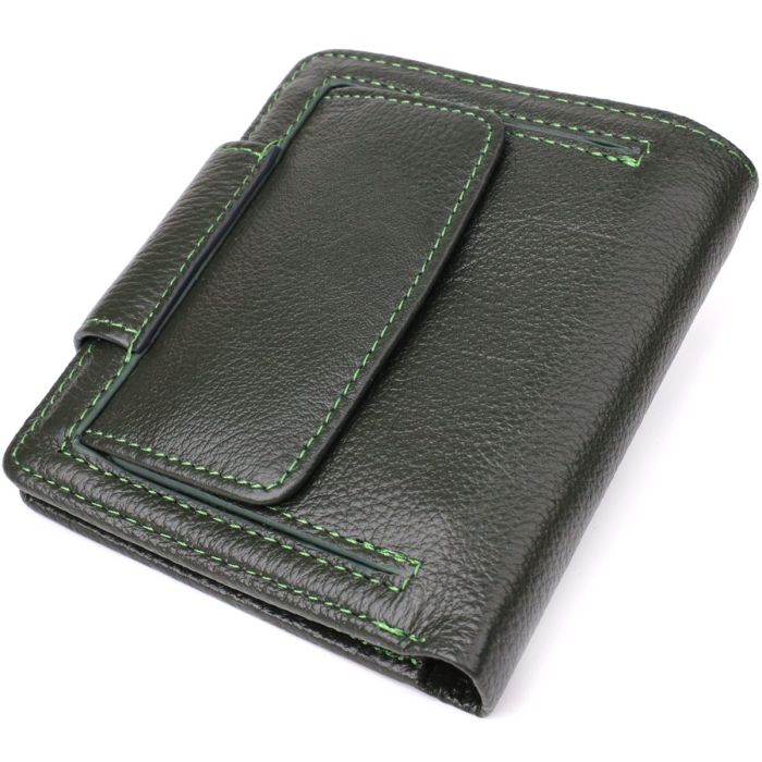 Вертикальный женский кошелек из натуральной кожи ST Leather 23070 Зеленый