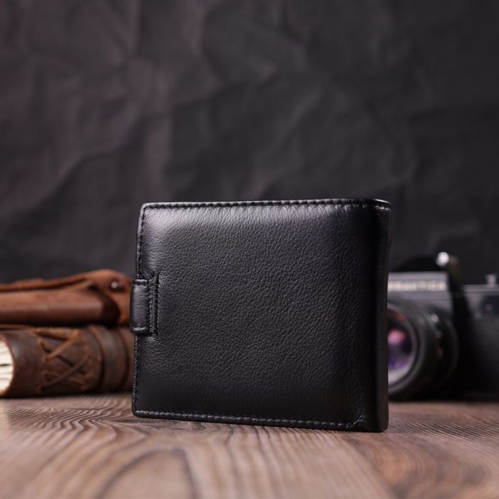 Бумажник для мужчин удобного размера из натуральной кожи ST Leather 22463 Черный
