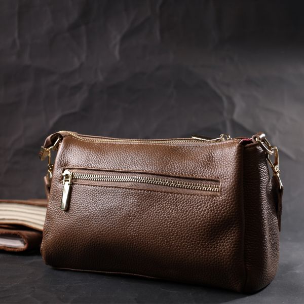 Женская стильная сумка через плече из натуральной кожи Vintage 22288 Бежевая