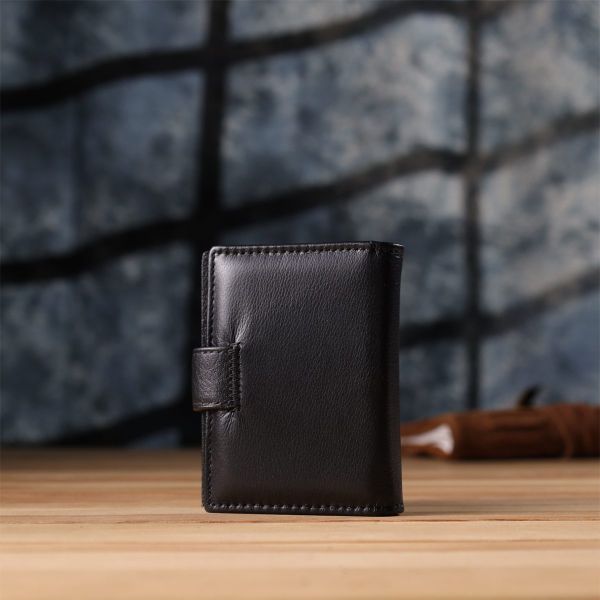 Компактный мужской бумажник вертикального формата из натуральной кожи ST Leather 23095 Черный