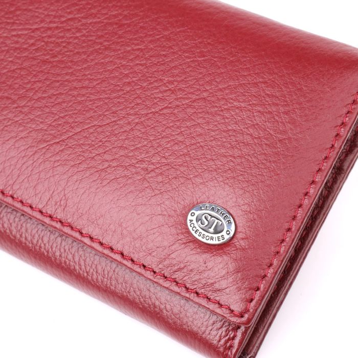 Элегантный кошелек для женщин с монетницей из натуральной кожи ST Leather 23107 Бордовый