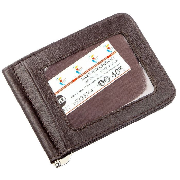 Удобный мужской зажим для купюр ST Leather 18938 Коричневый