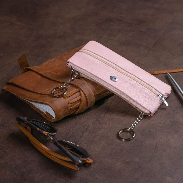Ключница-кошелек с кармашком женская ST Leather 19353 Розовая
