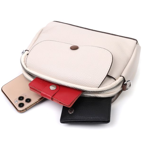 Маленькая повседневная сумка для женщин из натуральной кожи Vintage 22323 Белая