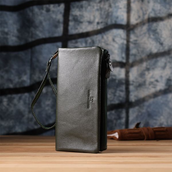 Удобный кошелек для женщин с кистевым ремнем из натуральной кожи ST Leather 23104 Зеленый