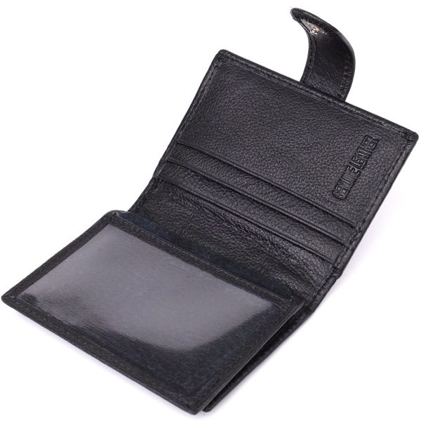 Компактный мужской бумажник вертикального формата из натуральной кожи ST Leather 23095 Черный