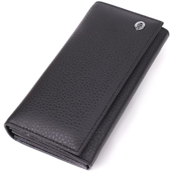 Жіночий вертикальний гаманець із натуральної шкіри ST Leather 23084 Чорний