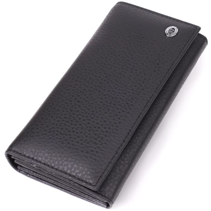 Жіночий вертикальний гаманець із натуральної шкіри ST Leather 23084 Чорний