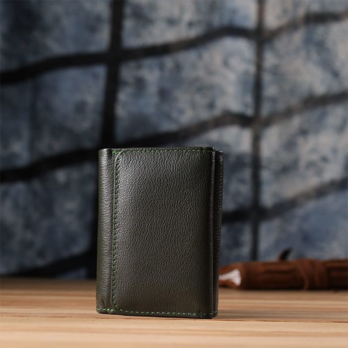 Маленький кошелек удобного формата из натуральной кожи ST Leather 23076 Зеленый