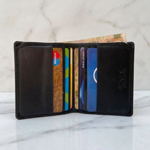 Компактна кредитниця з гладкої натуральної шкіри Tony Perotti 20924_1 (1034n nero) Чорний