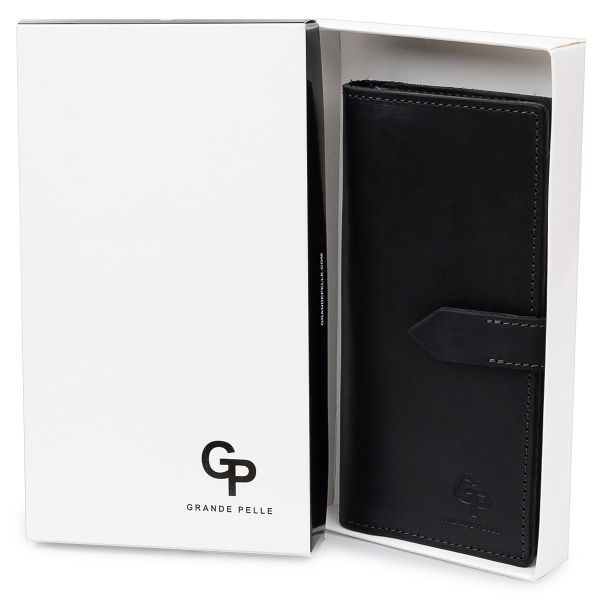 Стильное матовое мужское портмоне GRANDE PELLE 11560 Черный