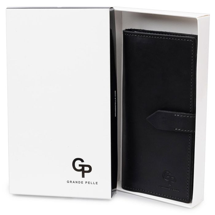 Стильное матовое мужское портмоне GRANDE PELLE 11560 Черный