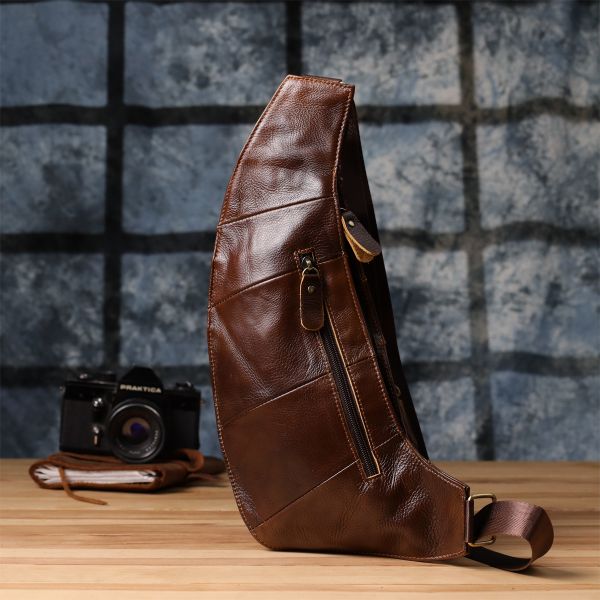 Мужская сумка с большим количеством карманов из натуральной кожи Vintage 22962 Коричневый