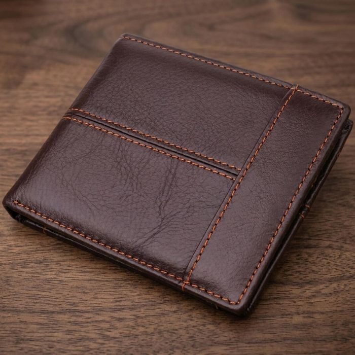 Горизонтальный стильный кошелек из натуральной кожи Vintage 22888 Коричневый
