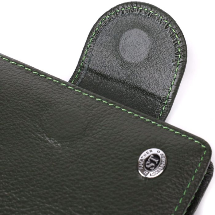 Вертикальный женский кошелек из натуральной кожи ST Leather 23070 Зеленый