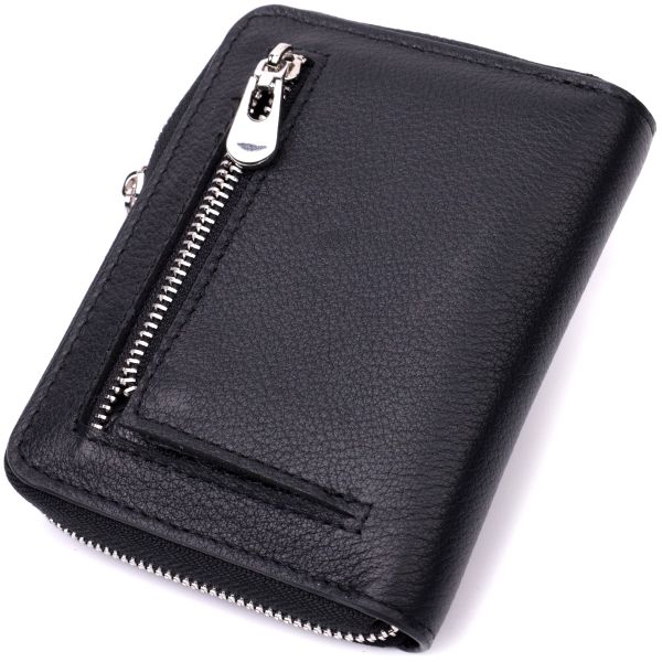 Кожаный кошелек для женщин на молнии с тисненым логотипом производителя ST Leather 19489 Черный