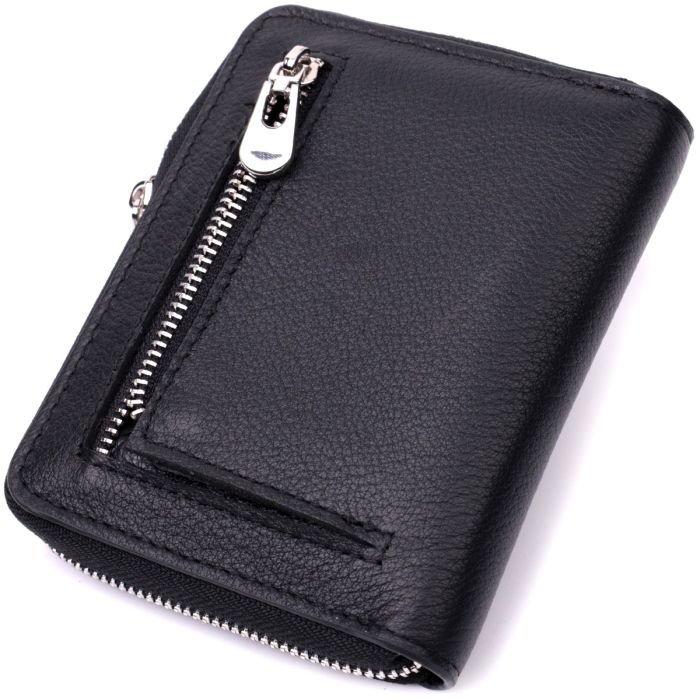 Кожаный кошелек для женщин на молнии с тисненым логотипом производителя ST Leather 19489 Черный