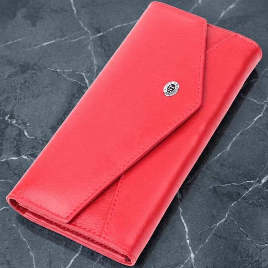 Женский кошелек с геометрическим клапаном из натуральной кожи ST Leather 22545 Красный