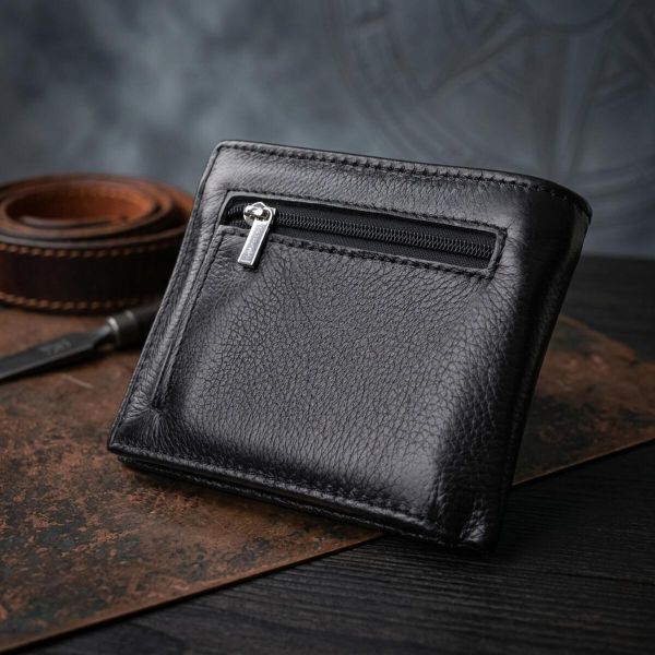 Мужское кожаное портмоне из зажимом ST Leather 22485 Черный