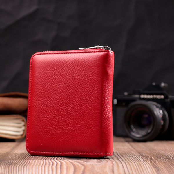 Яркое портмоне для женщин на молнии из натуральной кожи ST Leather 19486 Красный