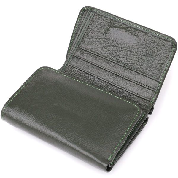 Маленький кошелек удобного формата из натуральной кожи ST Leather 23076 Зеленый