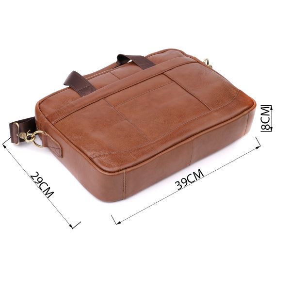 Мужской деловой портфель из натуральной кожи Vintage 23038 Коричневый