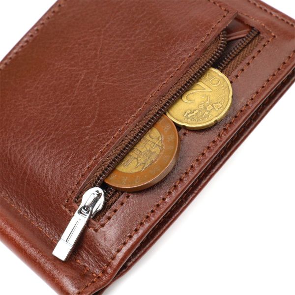 Удобный зажим для денег из натуральной гладкой кожи ST Leather 19427 Коричневый