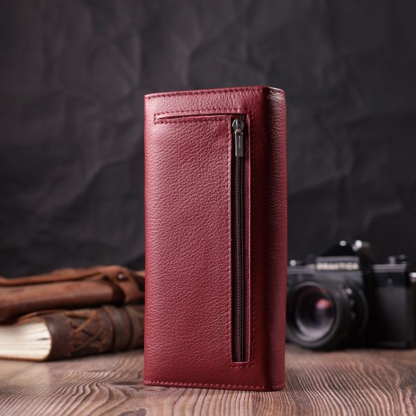 Горизонтальный женский кошелек из натуральной кожи ST Leather 22516 Бордовый